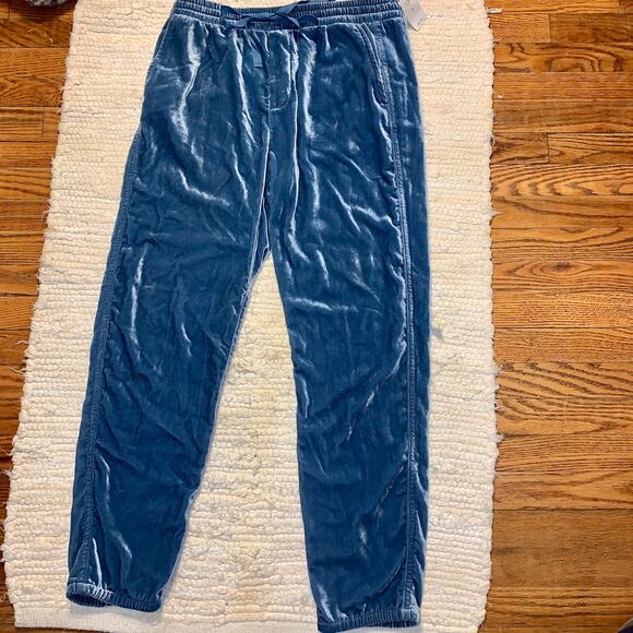 NWT GAP BLUE RAYON VELVET SWEATPANTS JEANS JOGGERS LOUNGEWEAR - Picture 2 of 8